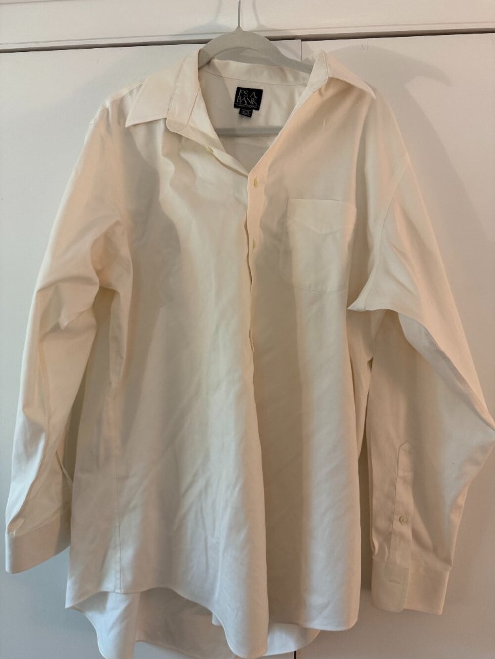 Jos. A. Bank Traveler’s Collection Men’s 17-35 Ivory Dress Shirt Tailored Fit
